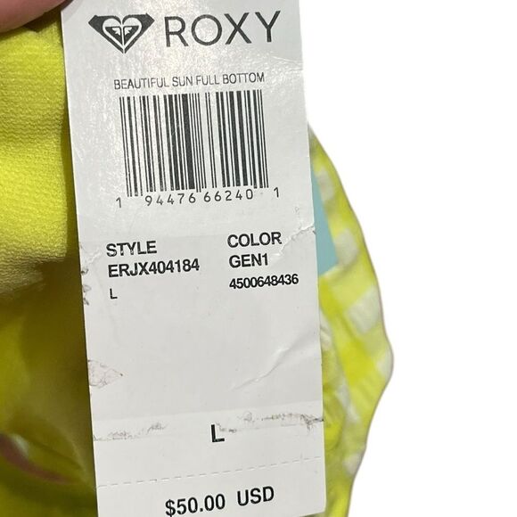 Roxy Beautiful Sun Yellow And White Full Coverage Swim Bottoms, Size L, NWT - Picture 4 of 5